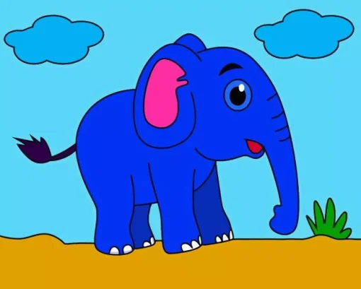 Cartoon Blue Elephant 5D Diamond Painting