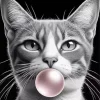 Cat Blowing Bubble Gum 5D Diamond Painting