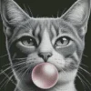 Cat Blowing Bubble Gum 5D Diamond Painting