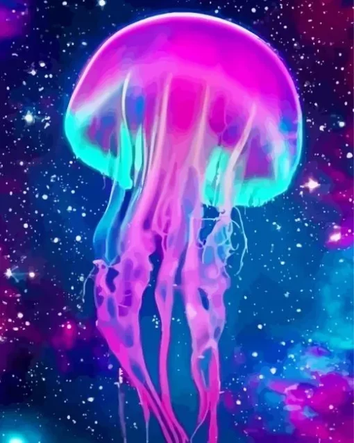 Galaxy Blue And Pink Jellyfish 5D Diamond Painting