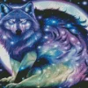 Galaxy Blue And Purple Wolf 5D Diamond Painting