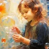 Girl Blowing Bubble Art 5D Diamond Painting