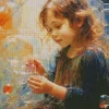 Girl Blowing Bubble Art 5D Diamond Painting