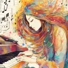 Abstract Girl Playing Piano 5D Diamond Painting