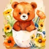 Adorable Teddy Bear And Flowers 5D Diamond Painting