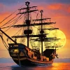 Aesthetic Pirate Ship Silhouette 5D Diamond Painting