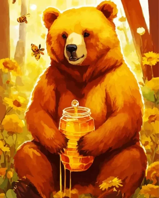 Bear Eating Honey 5D Diamond Painting