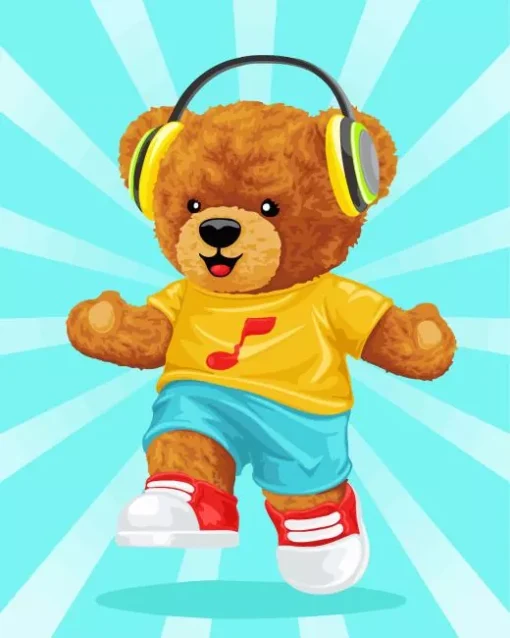 Bear With Headphones 5D Diamond Painting