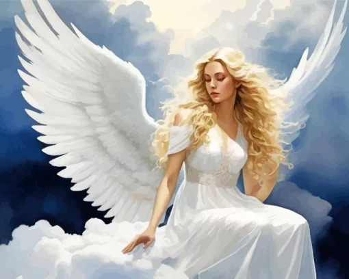 Blonde Angel On Clouds 5D Diamond Painting