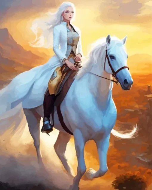 Blonde Girl And Horse 5D Diamond Painting