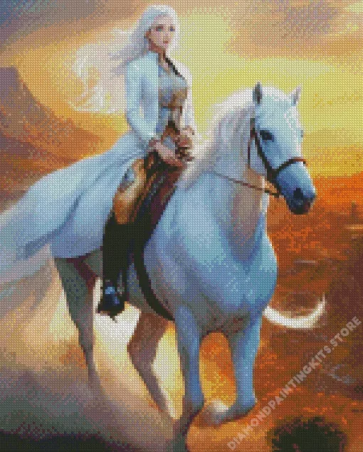 Blonde Girl And Horse 5D Diamond Painting