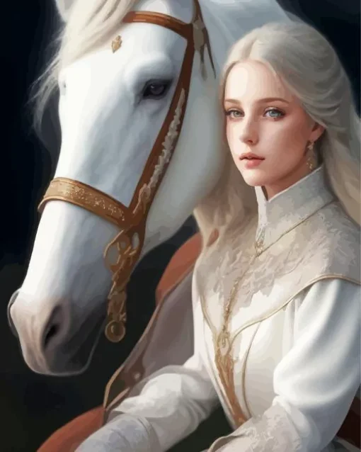 Blonde Lady And Horse 5D Diamond Painting