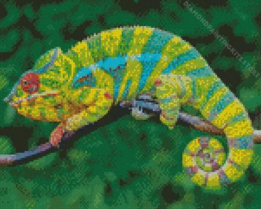 Blue And Green Chameleon 5D Diamond Painting