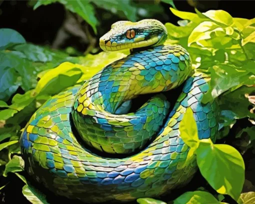 Blue And Green Pit Vipers 5D Diamond Painting