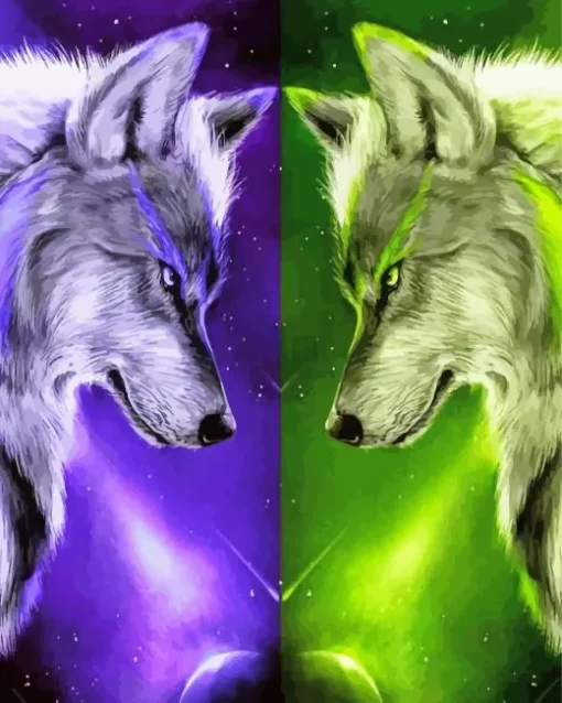 Blue And Green Wolf 5D Diamond Painting