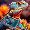 Blue And Orange Iguana 5D Diamond Painting