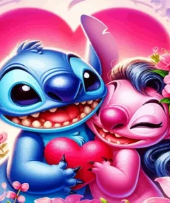 Blue And Pink Stitch 5D Diamond Painting