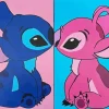 Blue And Pink Stitch Kissing 5D Diamond Painting