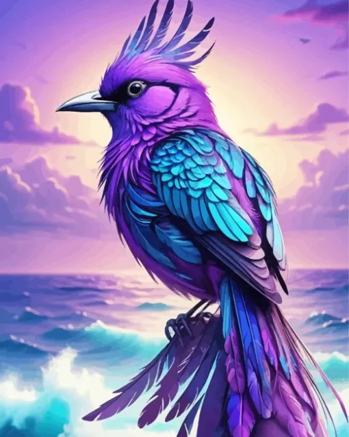 Blue And Purple Bird 5D Diamond Painting