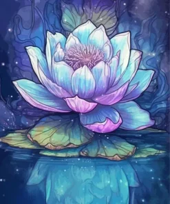 Blue And Purple Lotus Flower 5D Diamond Painting