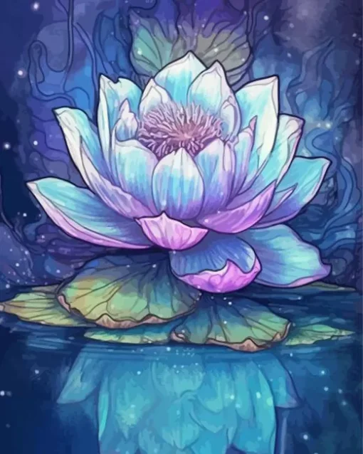 Blue And Purple Lotus Flower 5D Diamond Painting