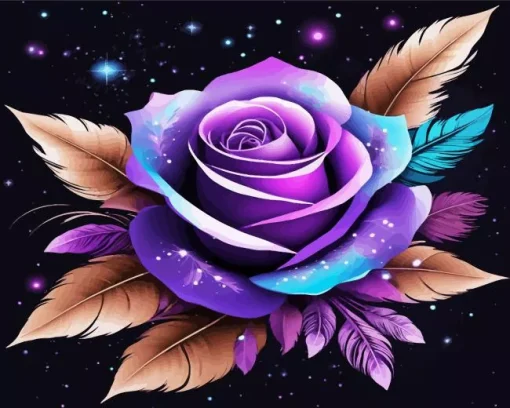 Blue And Purple Rose 5D Diamond Painting