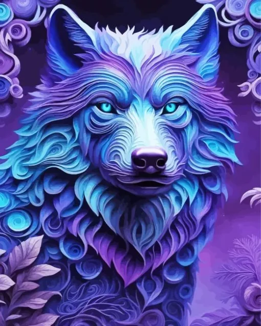 Blue And Purple Wolf 5D Diamond Painting