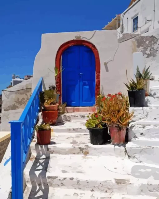 Blue Door Greece 5D Diamond Painting