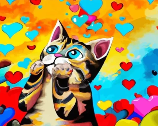 Cat In Love Art 5D Diamond Painting