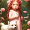 Chubby Girl And Dog 5D Diamond Painting