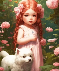 Chubby Girl And Dog 5D Diamond Painting