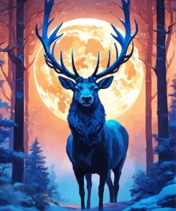 Cool Full Moon Deer 5D Diamond Painting