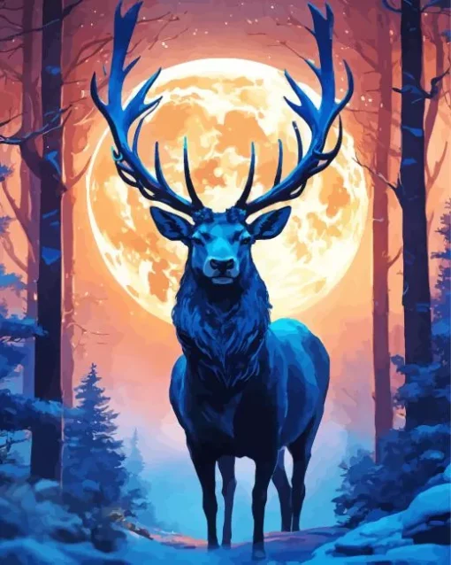 Cool Full Moon Deer 5D Diamond Painting