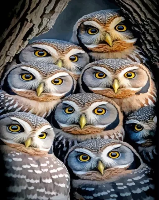 Cool Group Of Owls 5D Diamond Painting