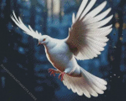 Cool White Flying Pigeon 5D Diamond Painting