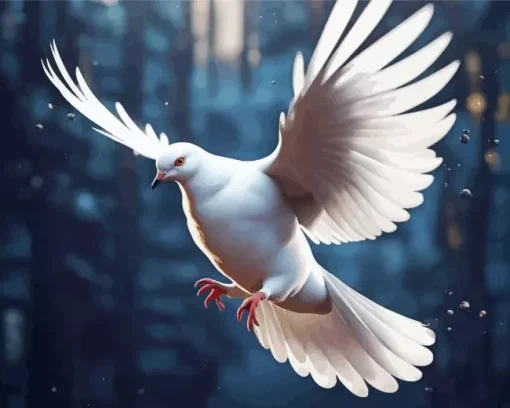 Cool White Flying Pigeon 5D Diamond Painting