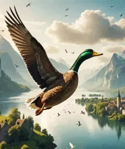 Duck Flying Through The Air 5D Diamond Painting