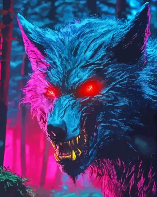 Evil Black Wolf Close Up 5D Diamond Painting