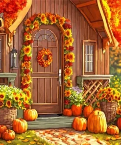 Farmhouse Front Porch Flowers 5D Diamond Painting