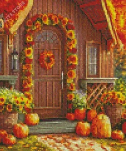 Farmhouse Front Porch Flowers 5D Diamond Painting