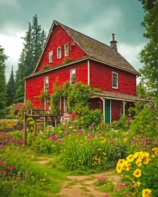 Farmhouse Red Art 5D Diamond Painting