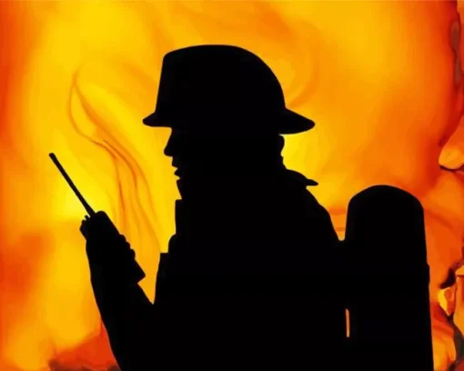 Firefighter Silhouette 5D Diamond Painting