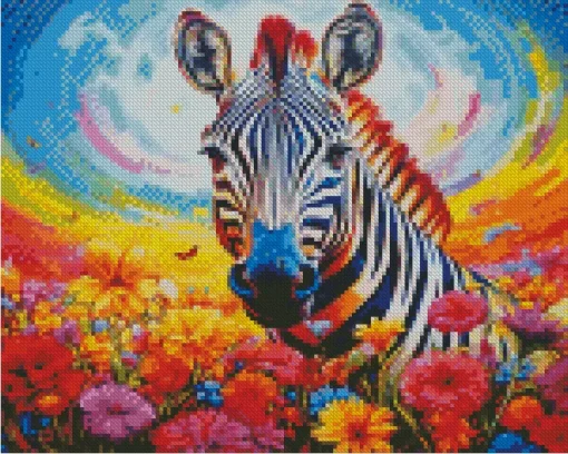 Flower Zebra Art 5D Diamond Painting