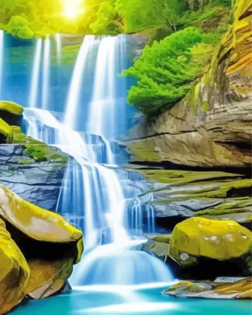 Forest Waterfall 5D Diamond Painting