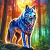 Galaxy Moon Wolf 5D Diamond Painting