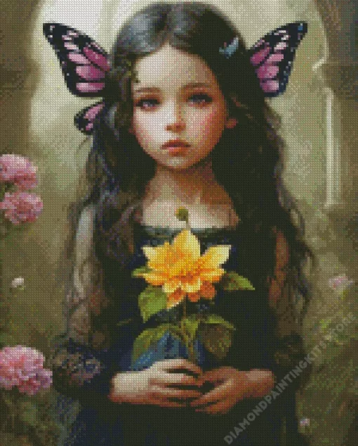 Girl And Flower 5D Diamond Painting