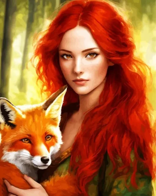 Girl And Fox 5D Diamond Painting