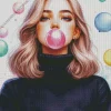 Girl Blowing Bubble Gum 5D Diamond Painting