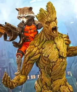 Groot And Rocket Fortnite Heroes 5D Diamond Painting