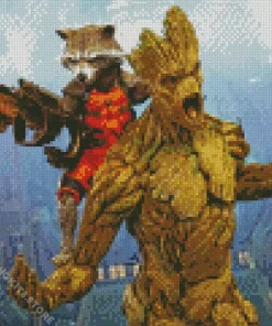 Groot And Rocket Fortnite Heroes 5D Diamond Painting